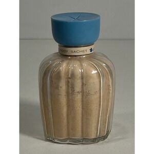 Vintage Shulton Early American Old Spice Body Sachet Glass Bottle Blue Cap 2.75"